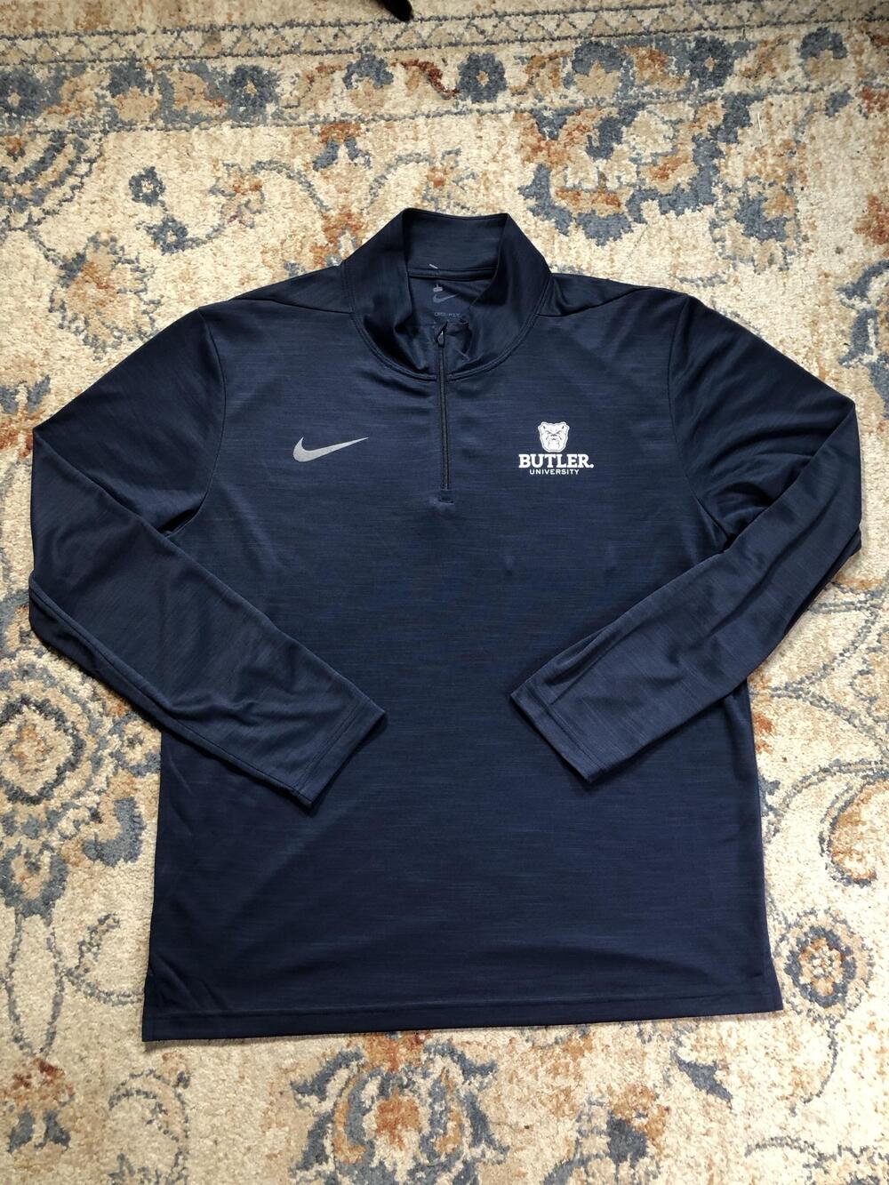 Butler Bulldogs Shirt Mens Large Blue NCAA Basketball Nike Dri-FIT 1/4 Zip